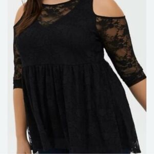 Torrid Elegant Black Lace Cold Shoulder Top NWT Size 2X